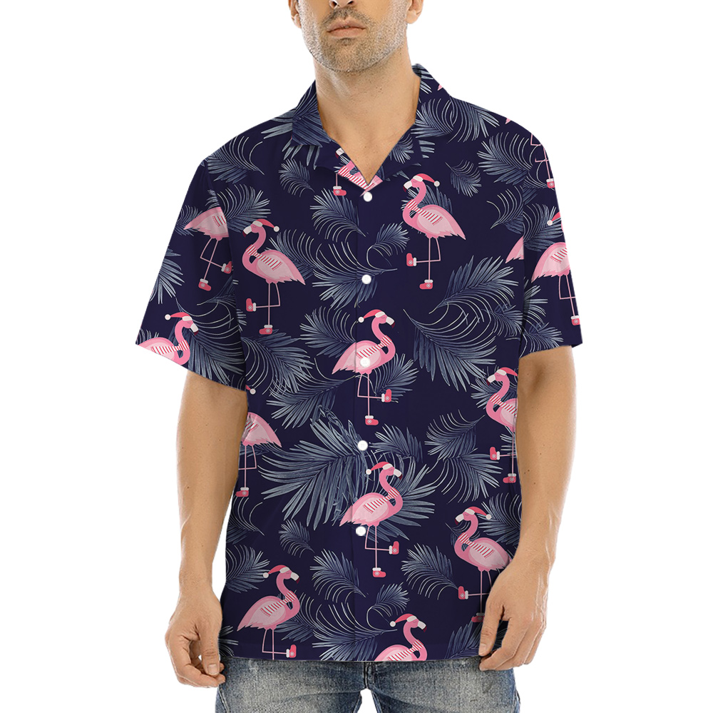 Flamingo Hawaiian Short Sleeves Shirts For Men