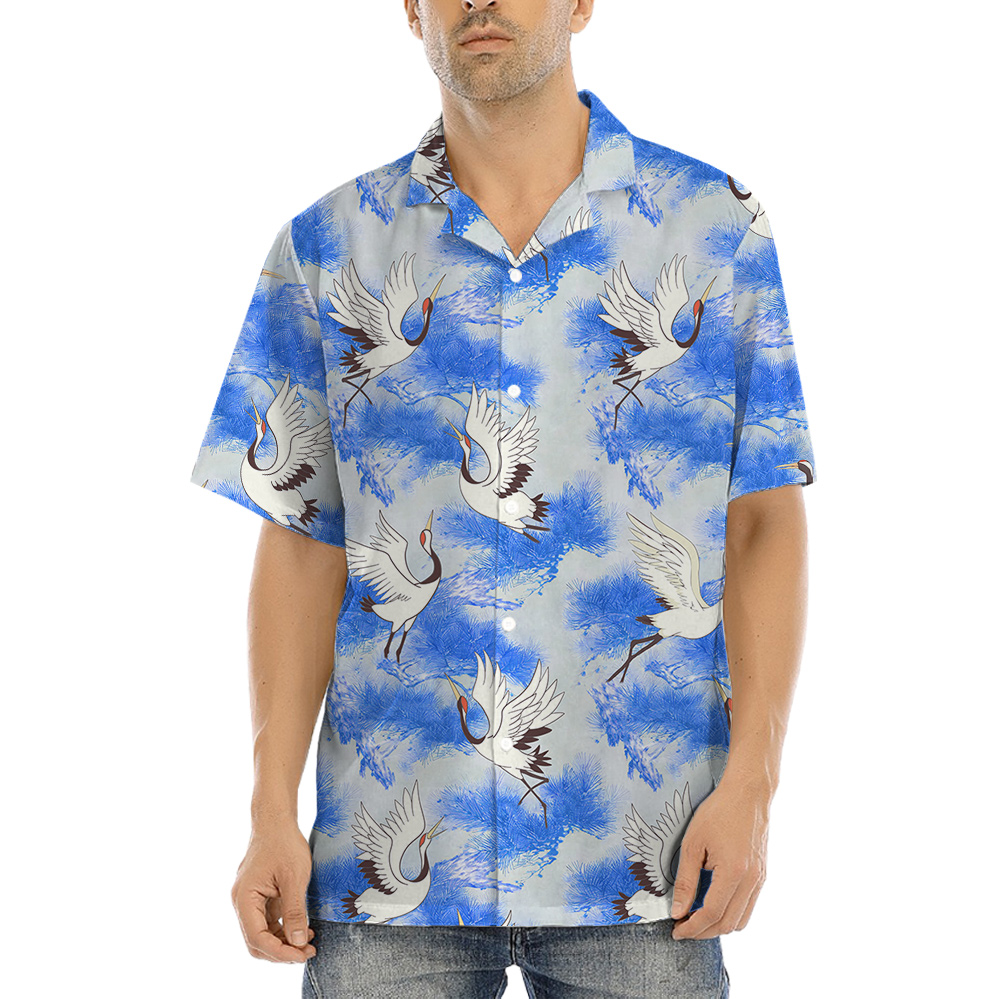 Flamingo Hawaiian Short Sleeves Shirts For Men