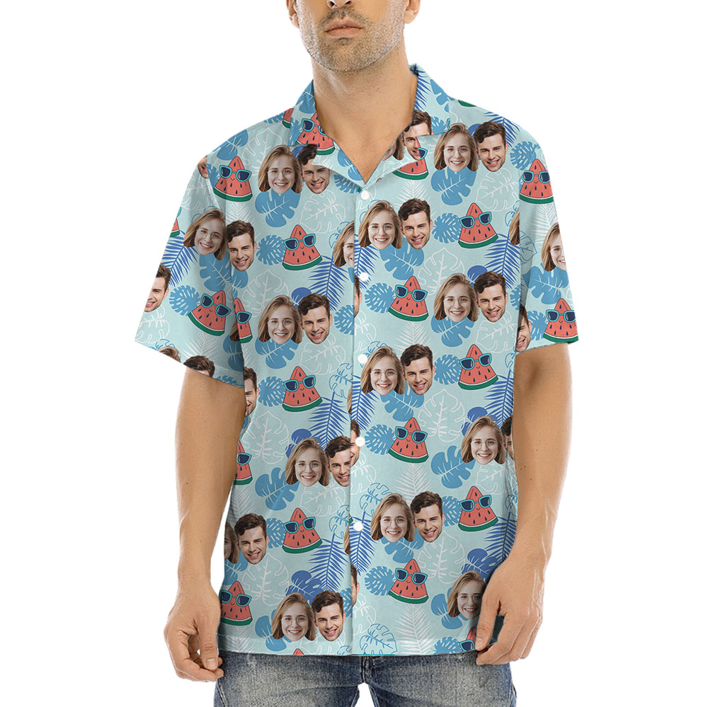 Custom Up To 5 Faces Watermelon Hawaiian Shirt - variant image 1