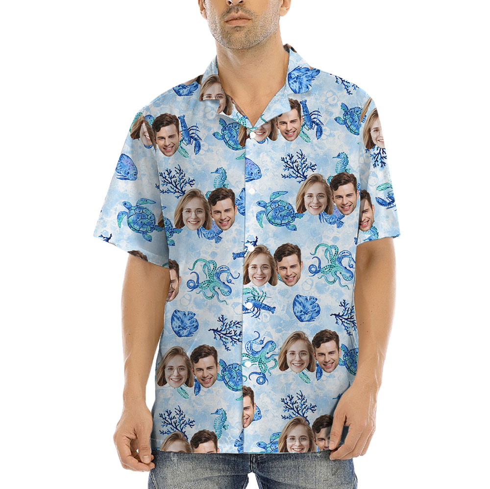 Custom Sea Life Hawaiian Shirt With 1-5 Faces - variant image 1