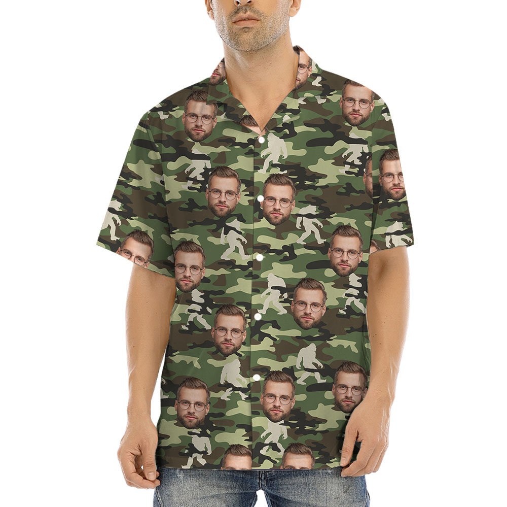 Bigfoot Military Button Up Shirt With 5 Faces - variant image 1
