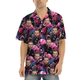 Pink Flamingo Hawaiian Shirt With 1-5 Faces