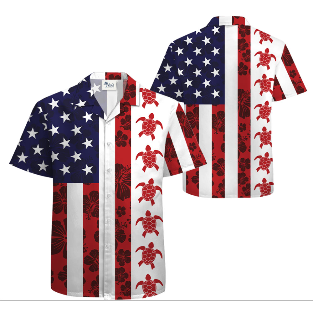 4th of July American Hawaiian Shirts