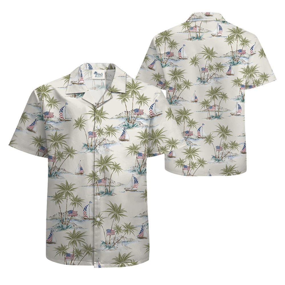 4th of July American Hawaiian Shirts