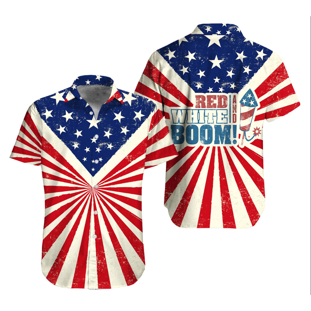 4th of July American Hawaiian Shirts