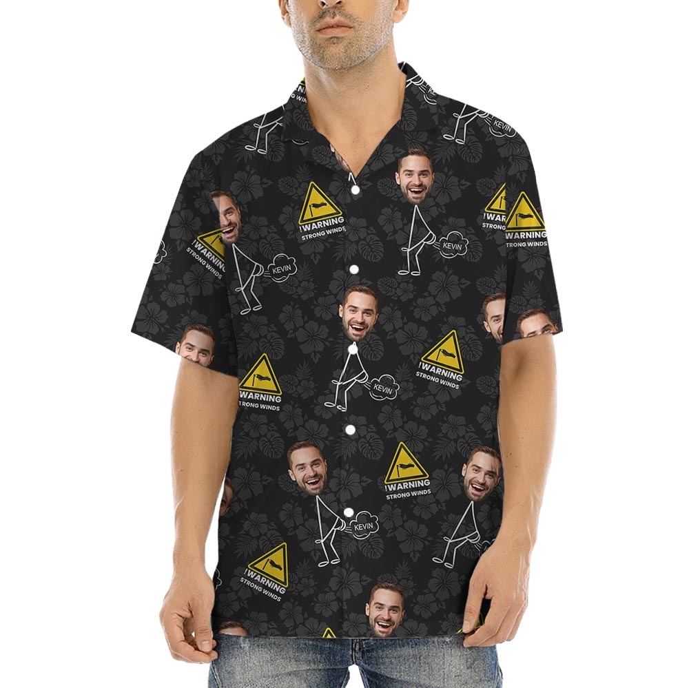Funny Farting Dad Custom Face Hawaiian Button Shirt