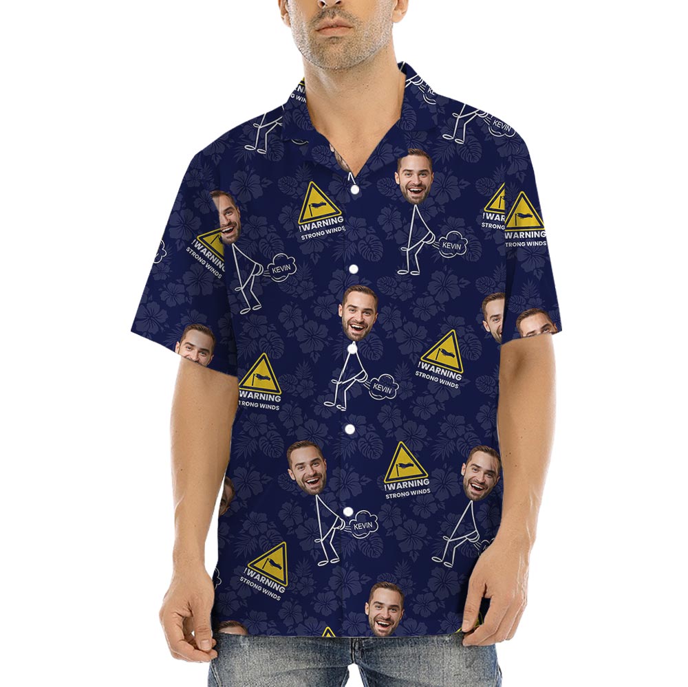 Funny Farting Dad Custom Face Hawaiian Button Shirt - variant image 1