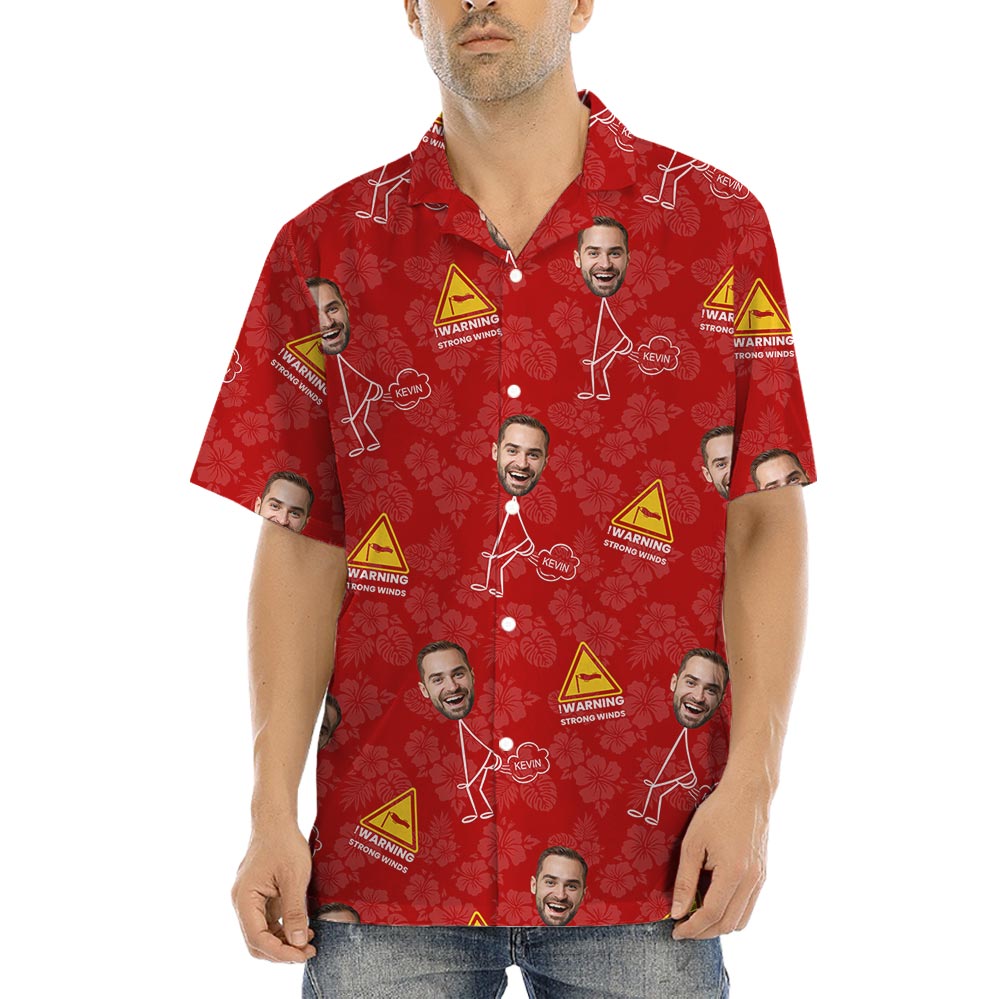 Funny Farting Dad Custom Face Hawaiian Button Shirt