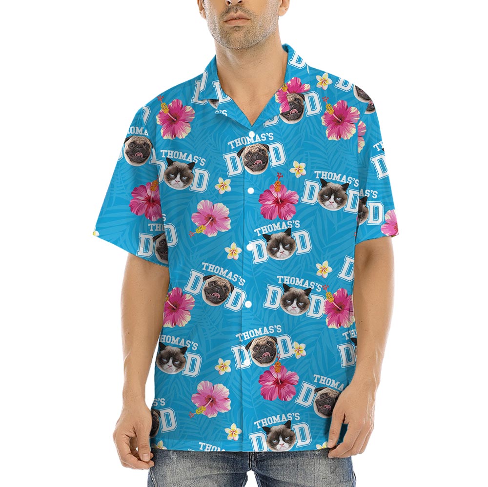 Best Dad Ever Hawaiian Shirt With Dog Face And Name