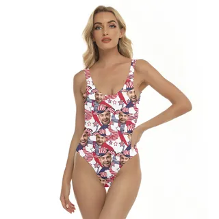 Patriot Day American Cowboy Hat Custom Face Swimsuit