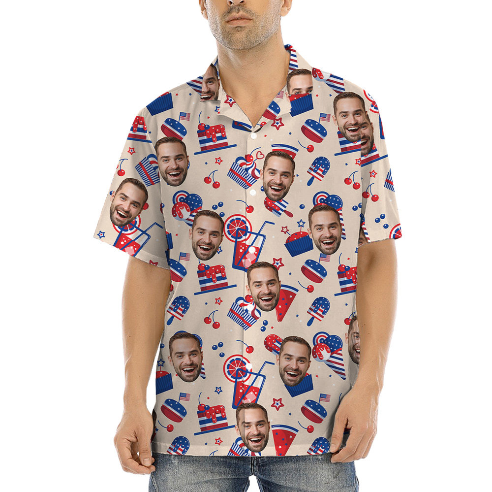 Happy Independence Day Snacks Custom Face Aloha Shirt - variant image 1