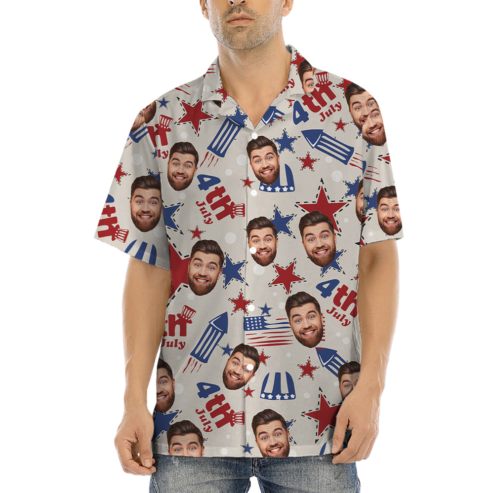 4th Of July American Stars Custom Face Hawaiian Shirt - variant image 1