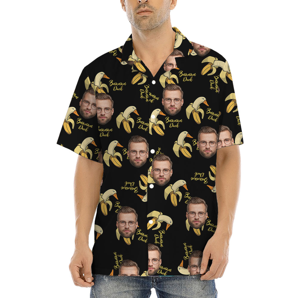 Banana Duck Black Hawaiian Shirt With Photos - variant image 1