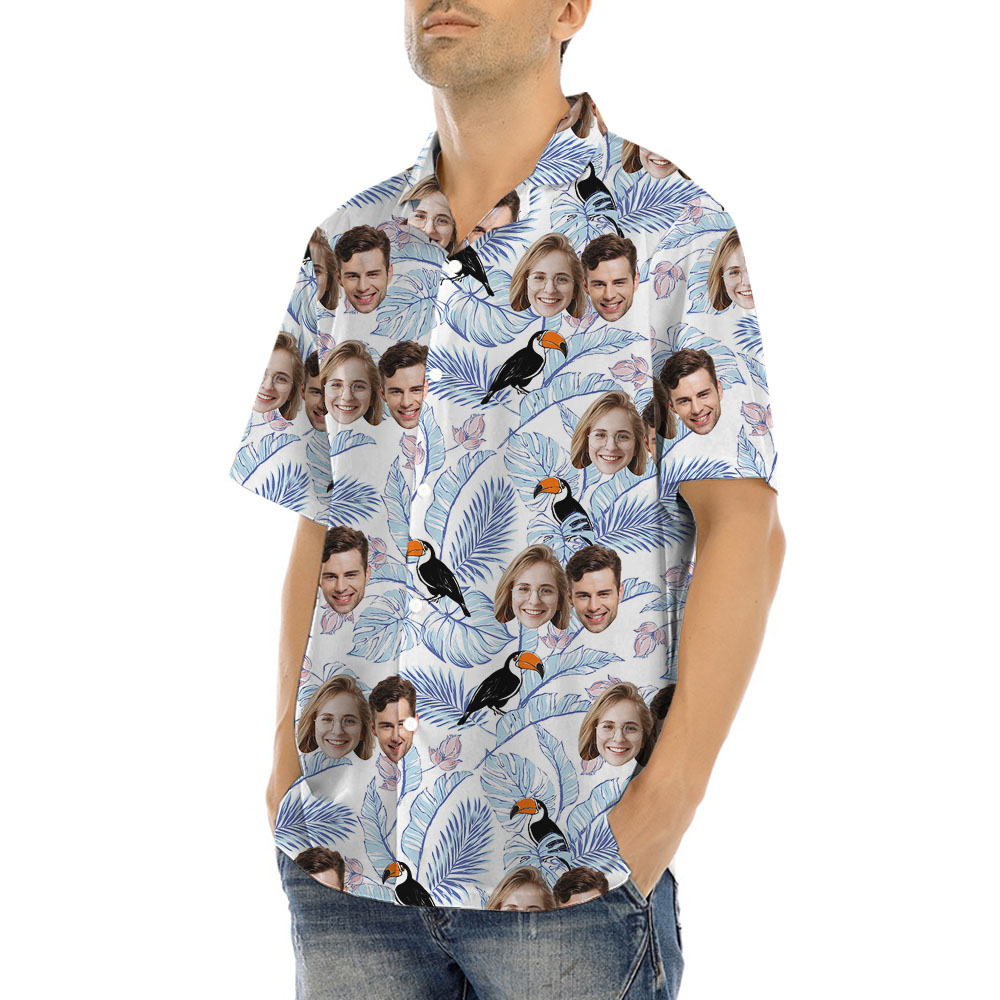 Vintage Toucan Hawaiian Shirt With 1-5 Faces
