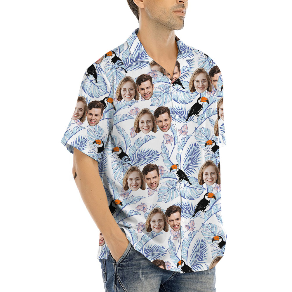 Vintage Toucan Hawaiian Shirt With 1-5 Faces