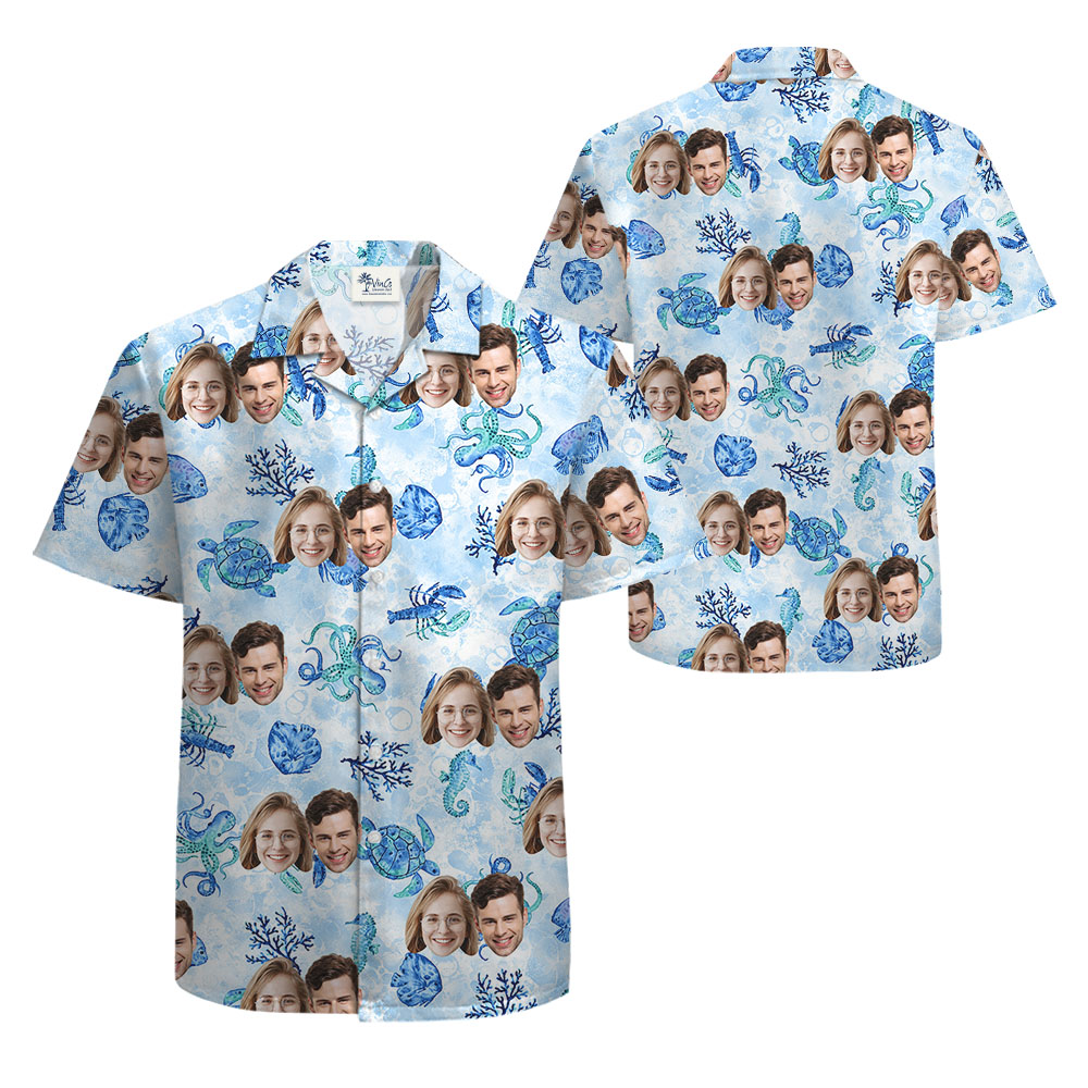 Custom Sea Life Hawaiian Shirt With 1-5 Faces