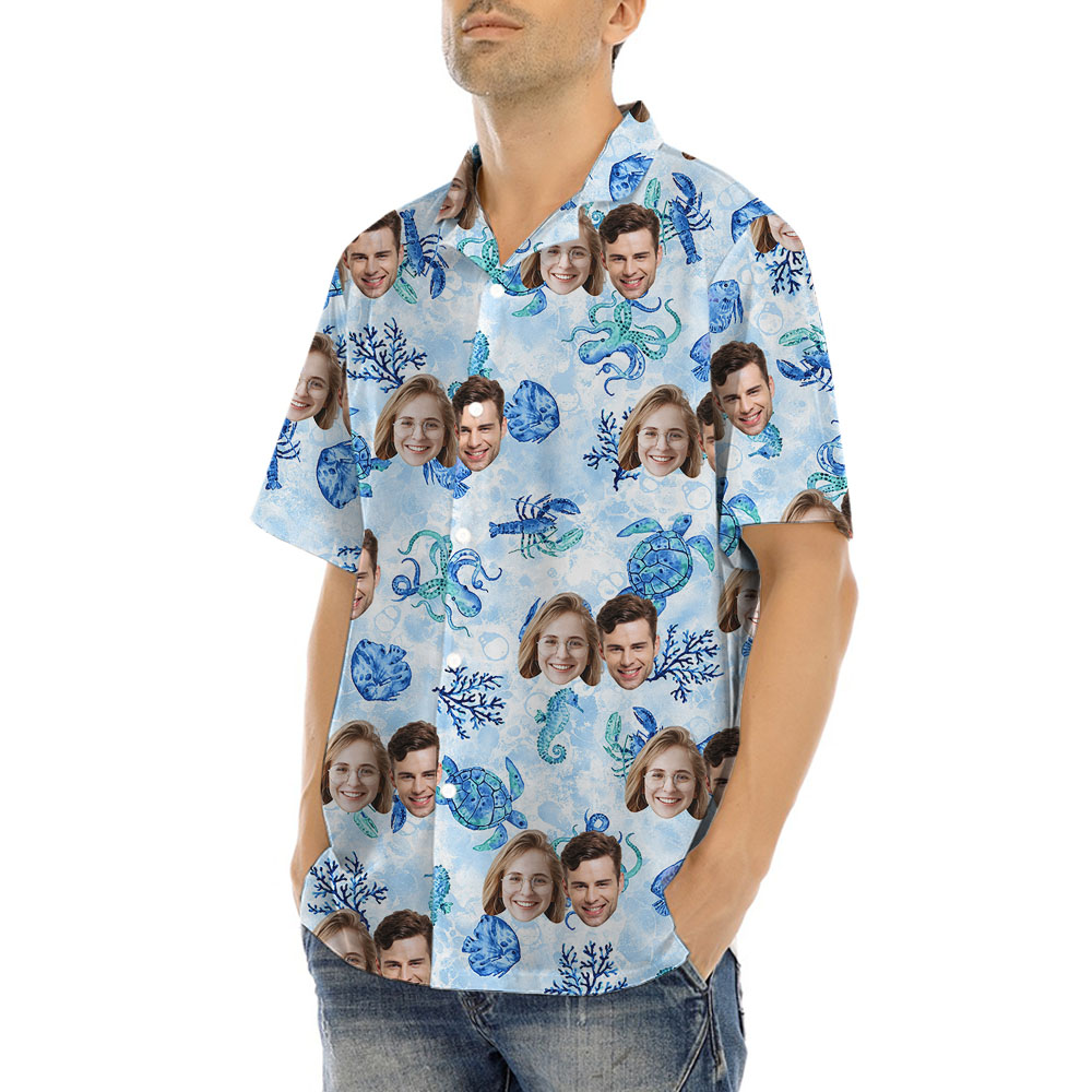 Custom Sea Life Hawaiian Shirt With 1-5 Faces