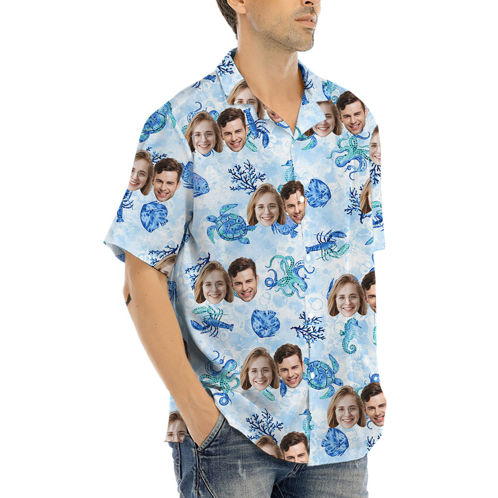 Custom Sea Life Hawaiian Shirt With 1-5 Faces