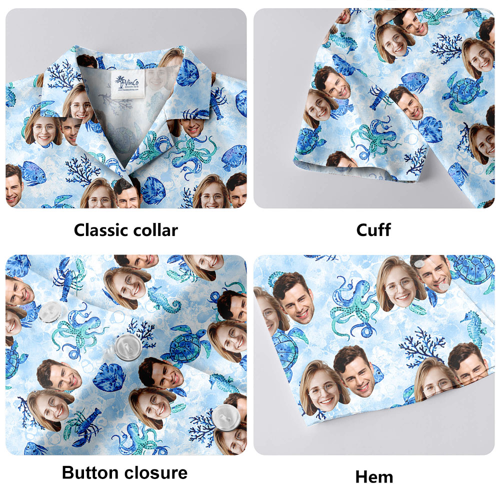 Custom Sea Life Hawaiian Shirt With 1-5 Faces
