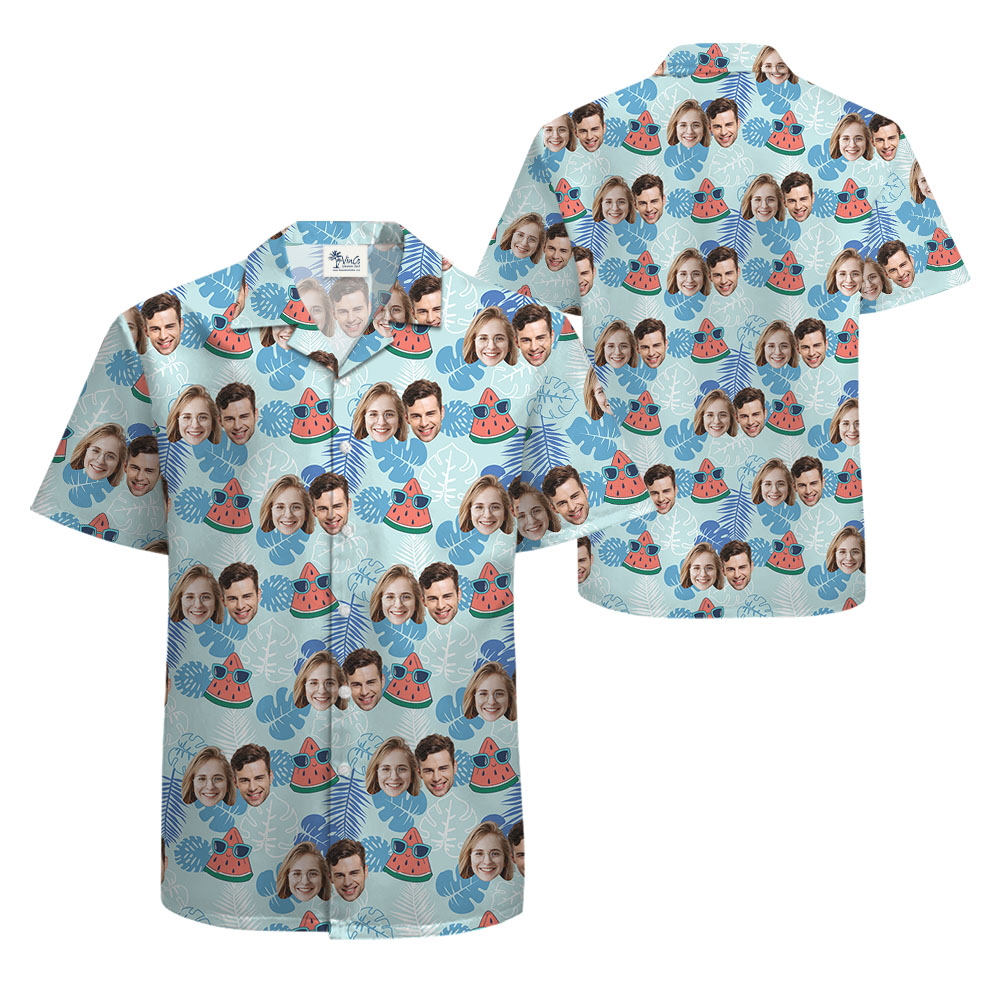 Custom Up To 5 Faces Watermelon Hawaiian Shirt