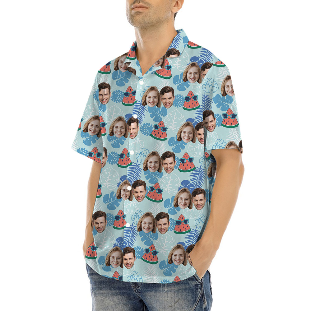 Custom Up To 5 Faces Watermelon Hawaiian Shirt