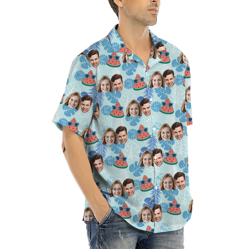 Custom Up To 5 Faces Watermelon Hawaiian Shirt