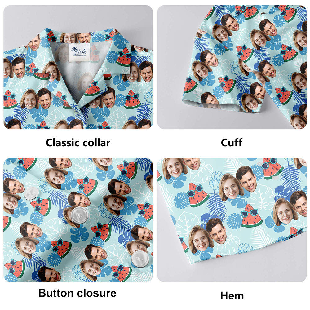 Custom Up To 5 Faces Watermelon Hawaiian Shirt