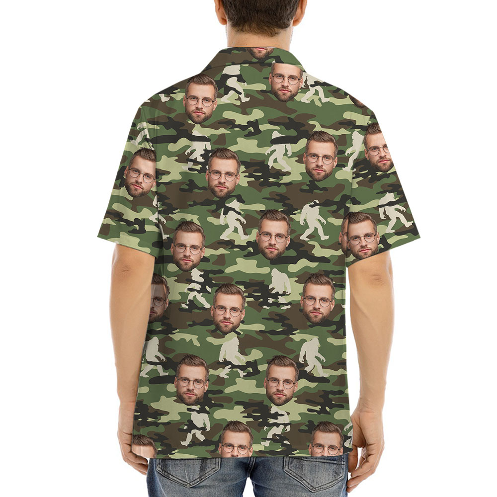 Bigfoot Military Button Up Shirt With 5 Faces