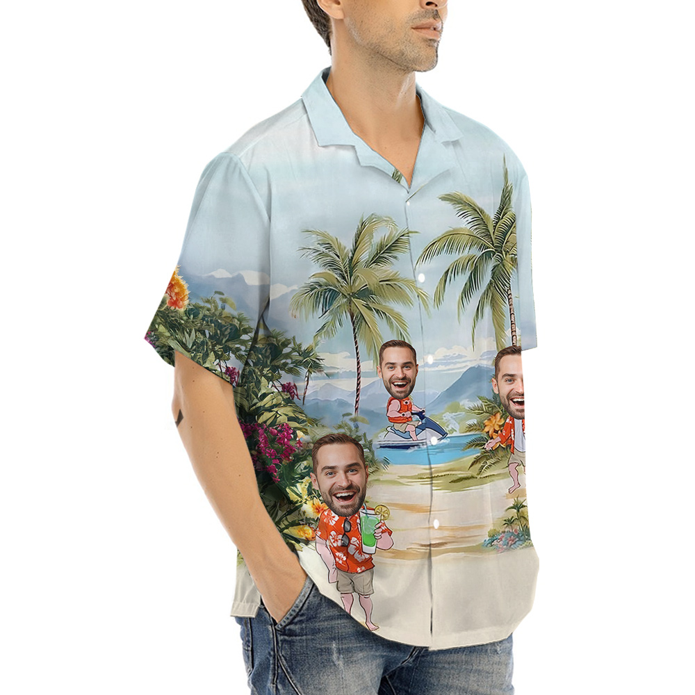 Funny Personalized Hawaiian Button Up Shirts For Men