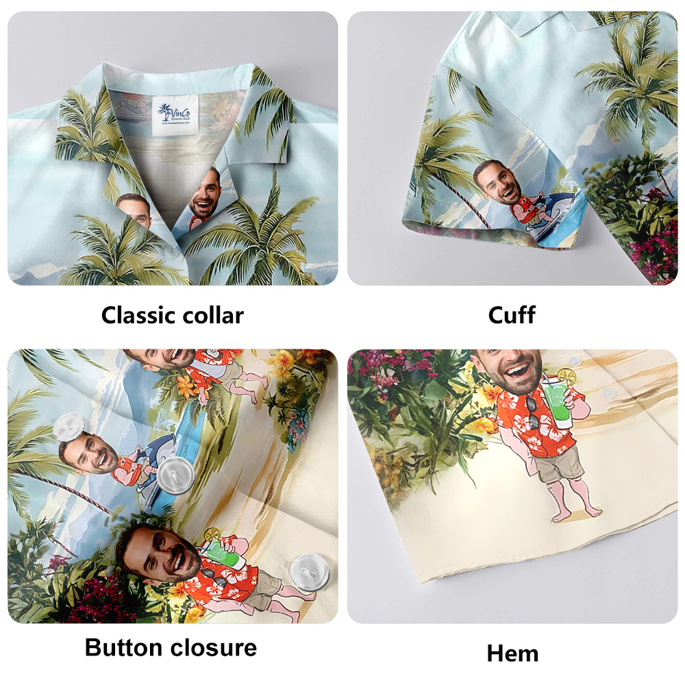 Funny Personalized Hawaiian Button Up Shirts For Men