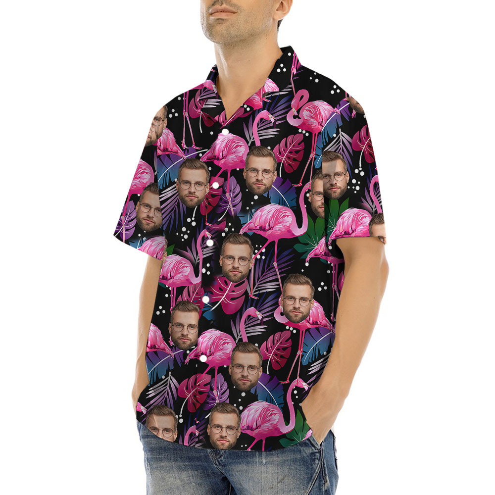Pink Flamingo Hawaiian Shirt With 1-5 Faces