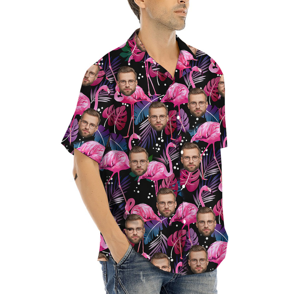 Pink Flamingo Hawaiian Shirt With 1-5 Faces