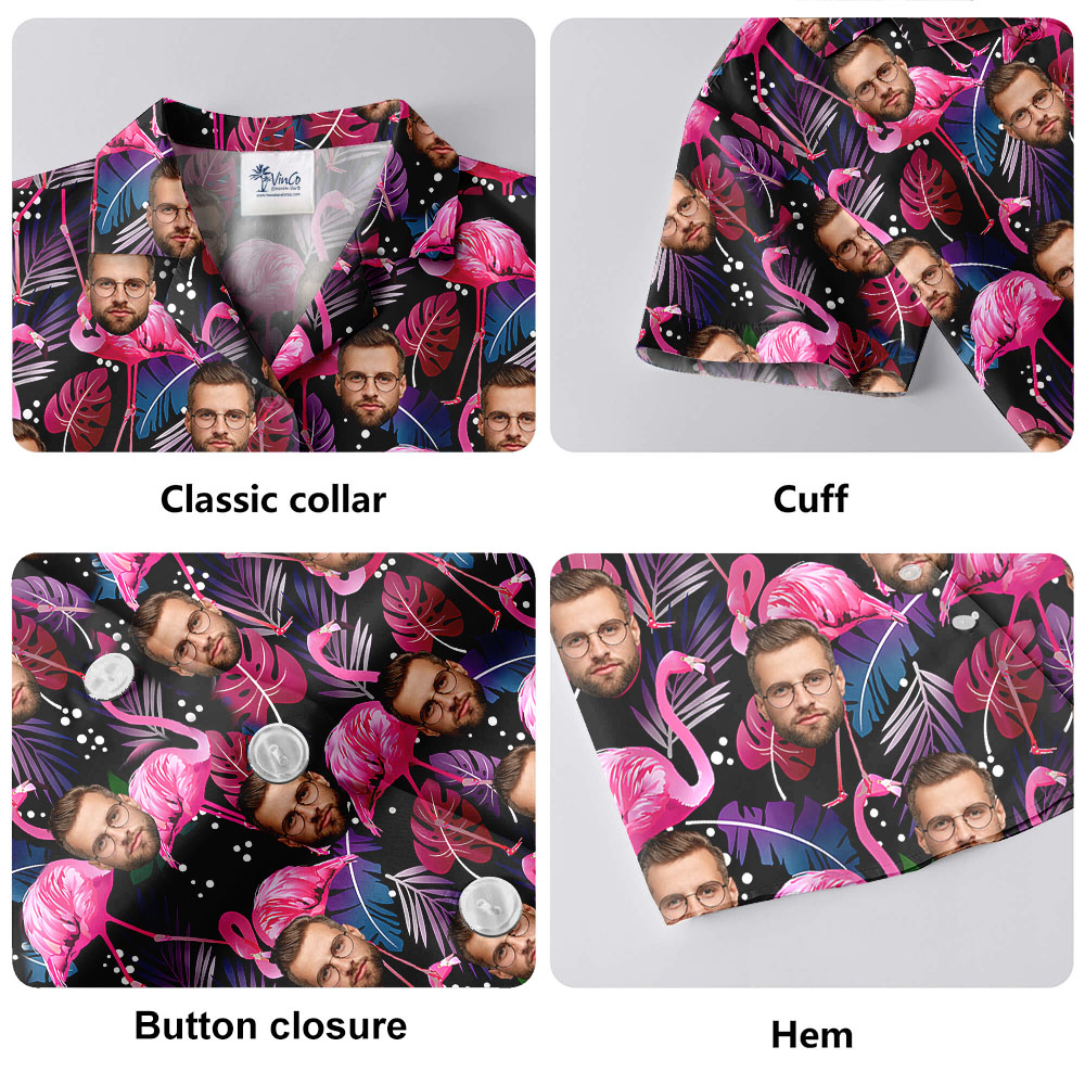Pink Flamingo Hawaiian Shirt With 1-5 Faces