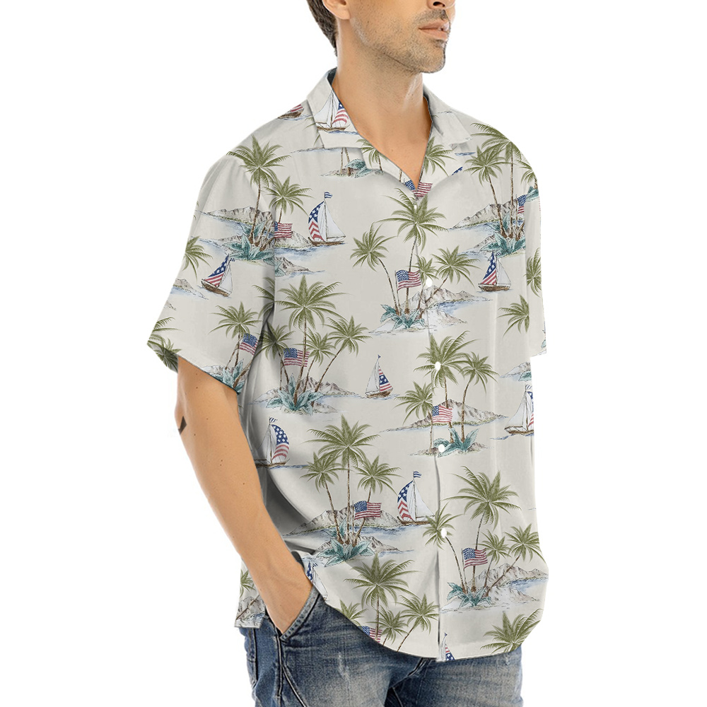 4th of July American Hawaiian Shirts