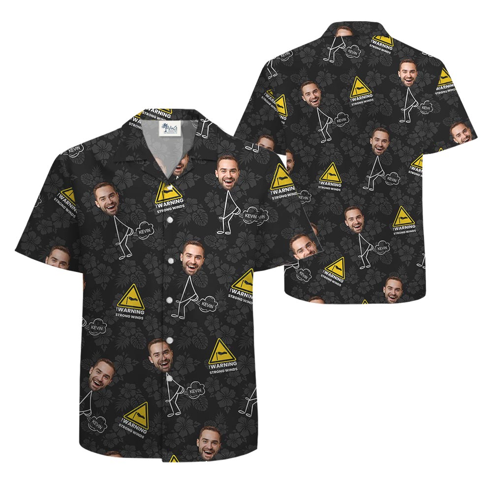 Funny Farting Dad Custom Face Hawaiian Button Shirt