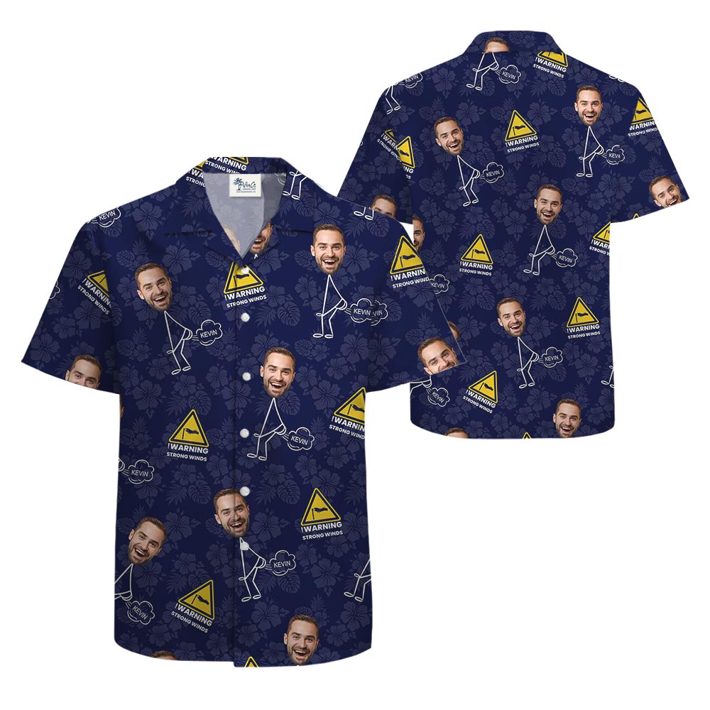 Funny Farting Dad Custom Face Hawaiian Button Shirt