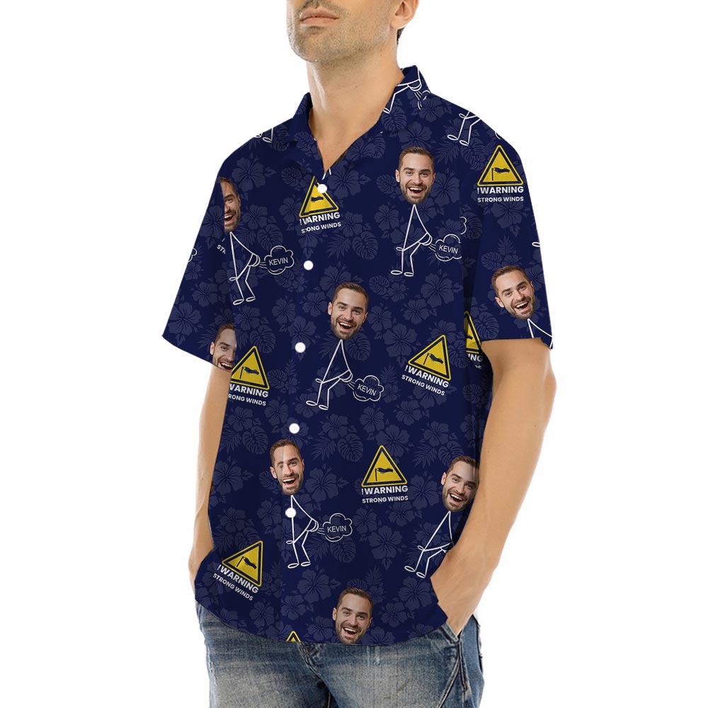 Funny Farting Dad Custom Face Hawaiian Button Shirt
