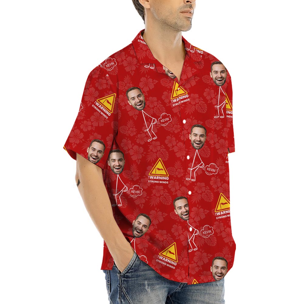 Funny Farting Dad Custom Face Hawaiian Button Shirt
