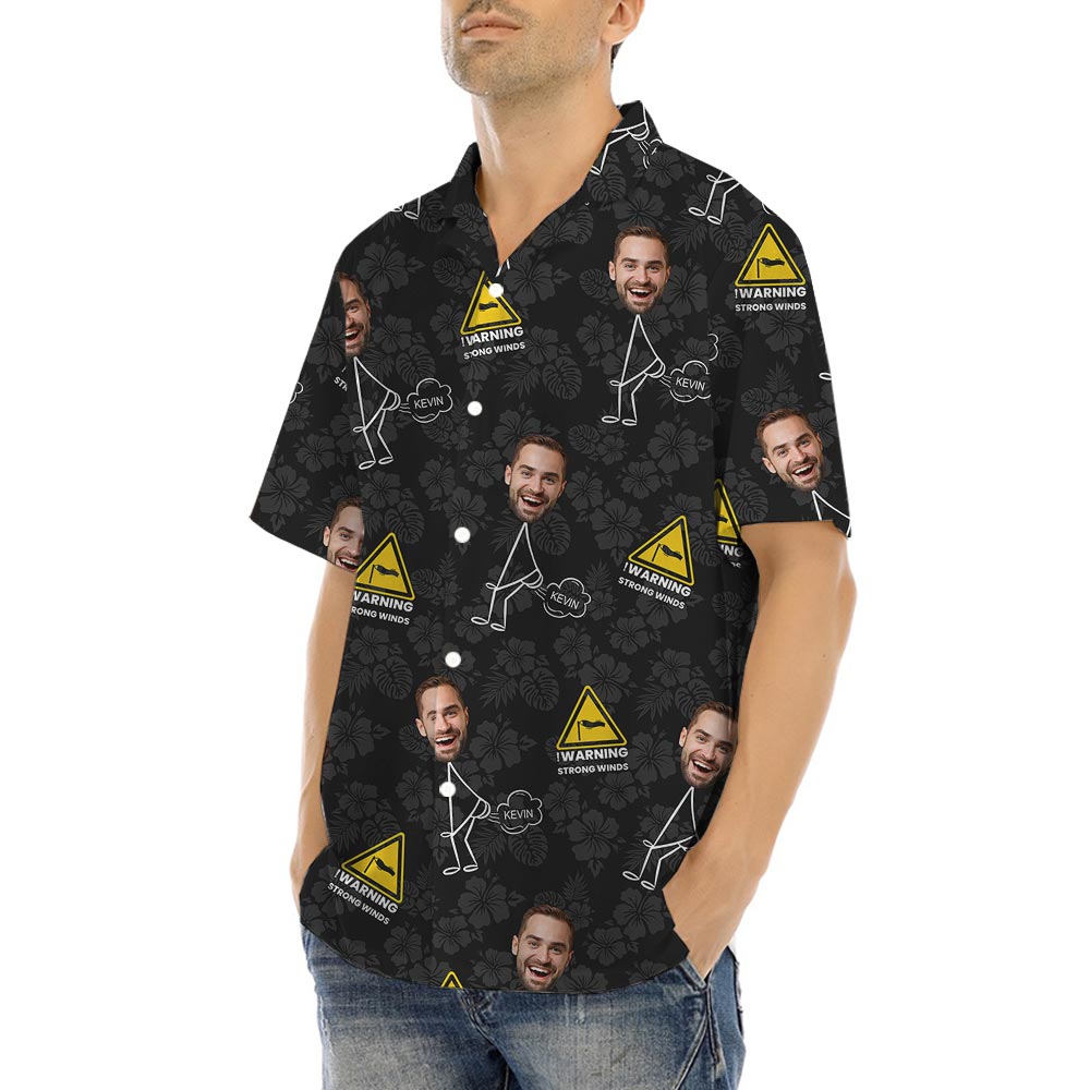 Funny Farting Dad Custom Face Hawaiian Button Shirt