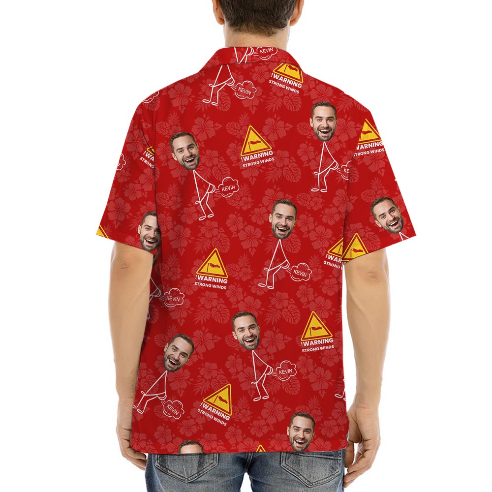 Funny Farting Dad Custom Face Hawaiian Button Shirt