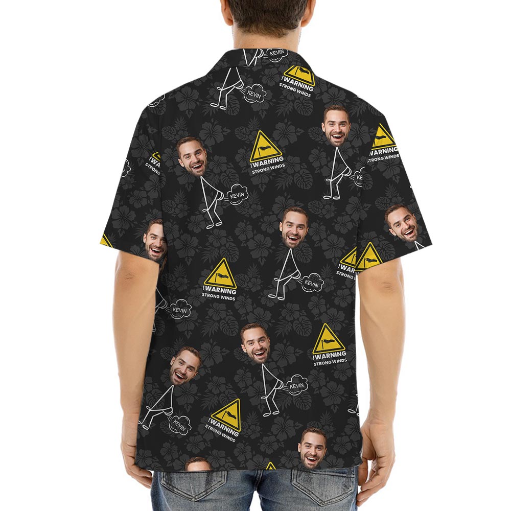 Funny Farting Dad Custom Face Hawaiian Button Shirt