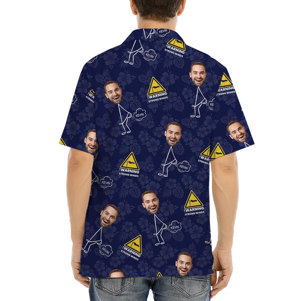 Funny Farting Dad Custom Face Hawaiian Button Shirt