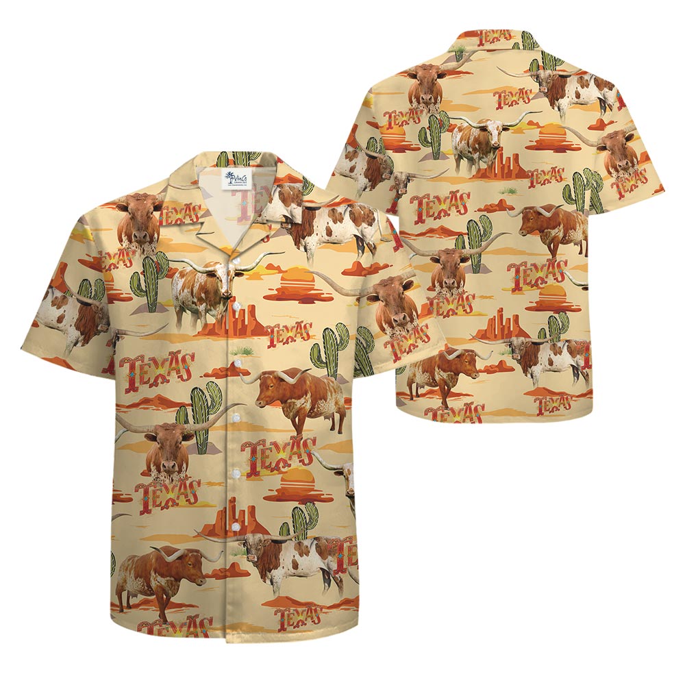 Proud Texas Longhorn Hawaiian Button Up Shirt For Men