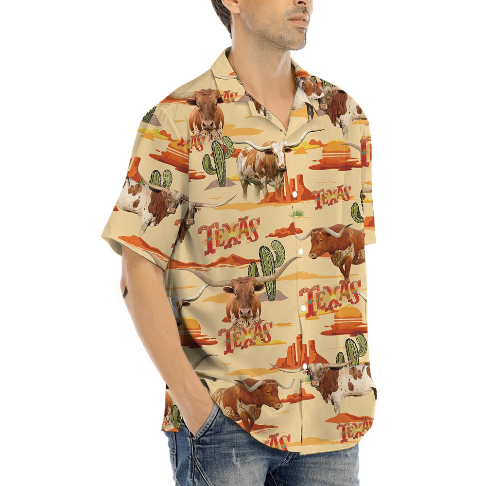 Proud Texas Longhorn Hawaiian Button Up Shirt For Men