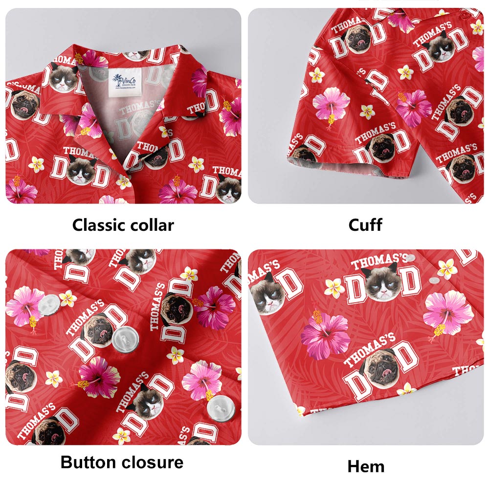 Best Dad Ever Hawaiian Shirt With Dog Face And Name