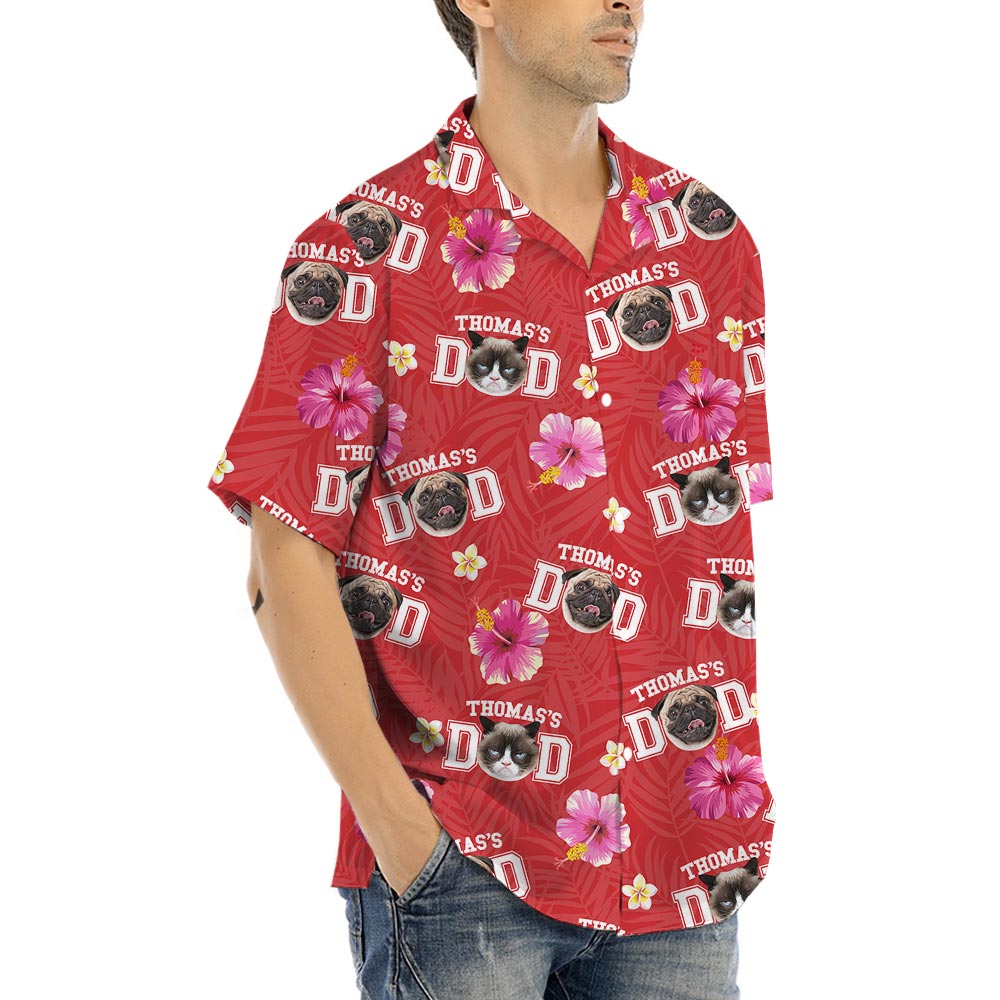 Best Dad Ever Hawaiian Shirt With Dog Face And Name