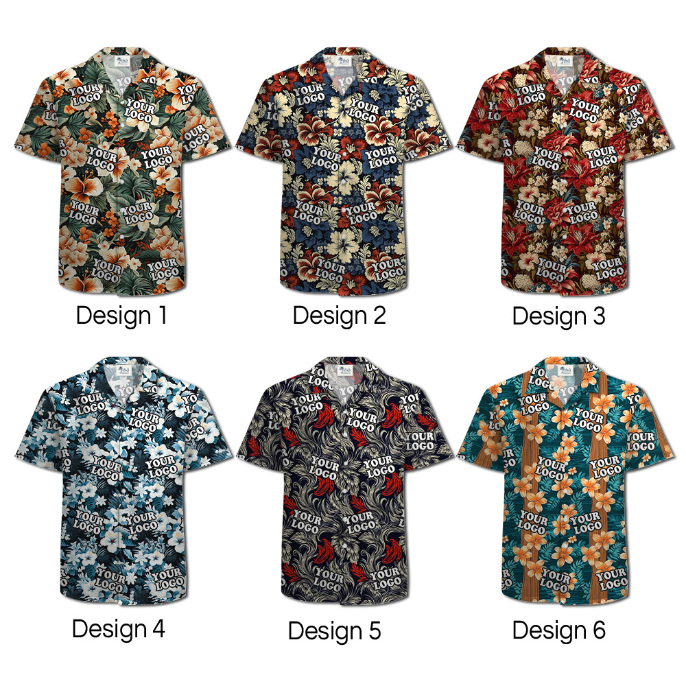 Custom Button Up Hawaiian Shirts with Team Logo