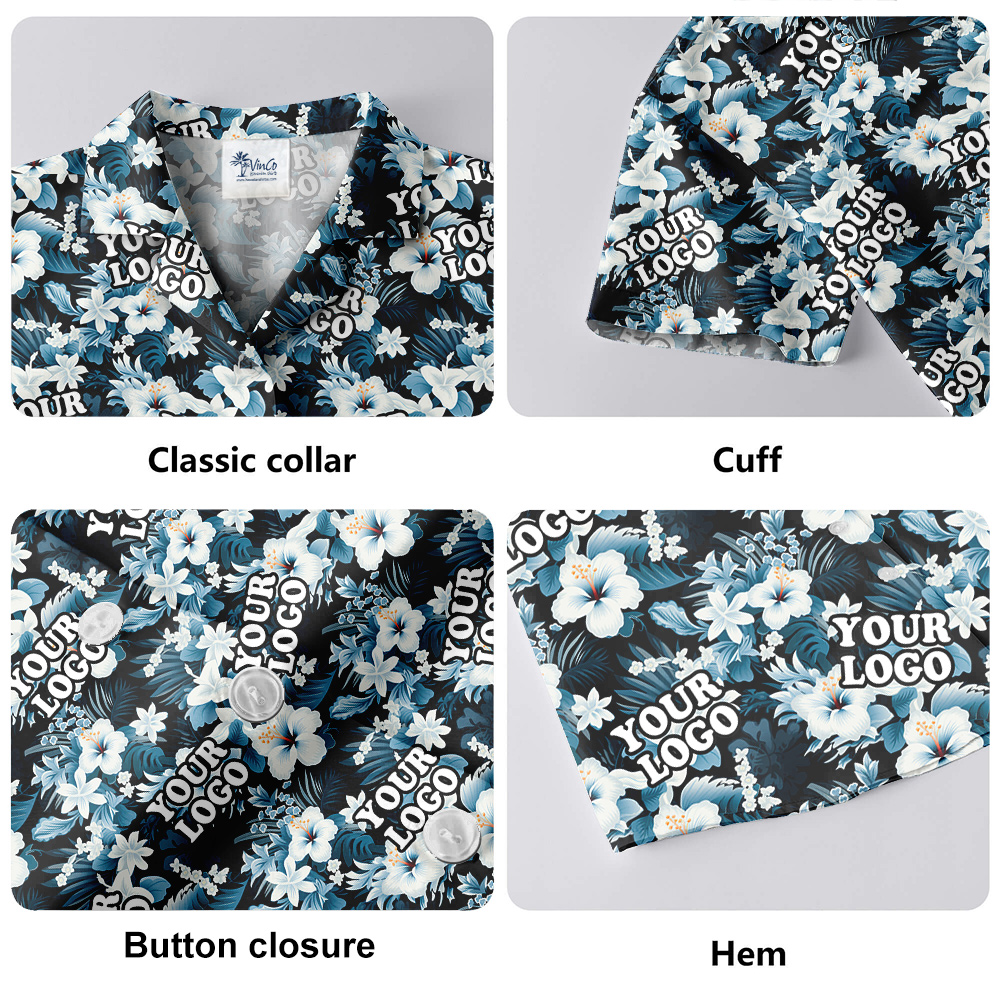 Custom Button Up Hawaiian Shirts with Team Logo