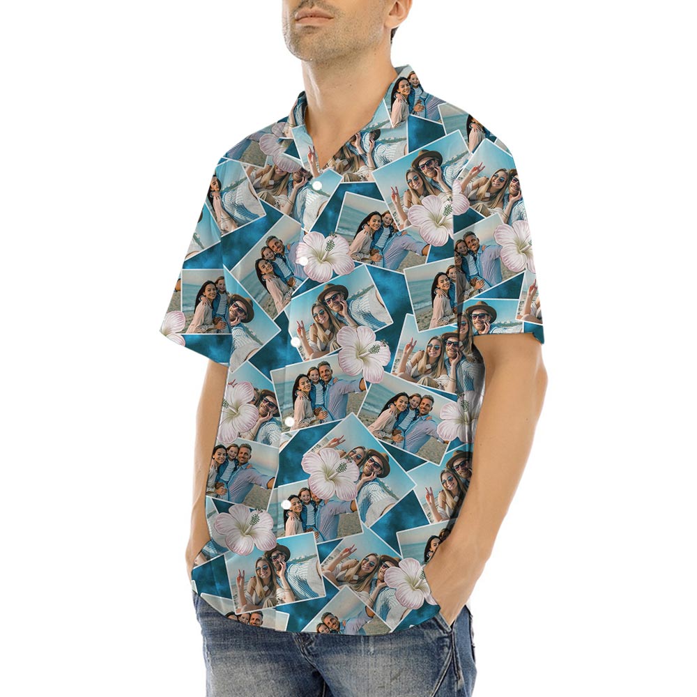 Blue Printed Hawaiian Shirts With Pictures