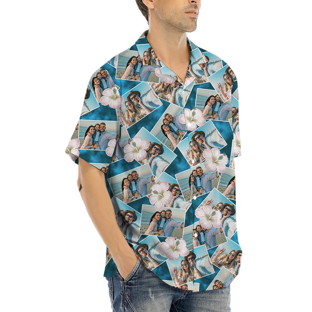 Blue Printed Hawaiian Shirts With Pictures
